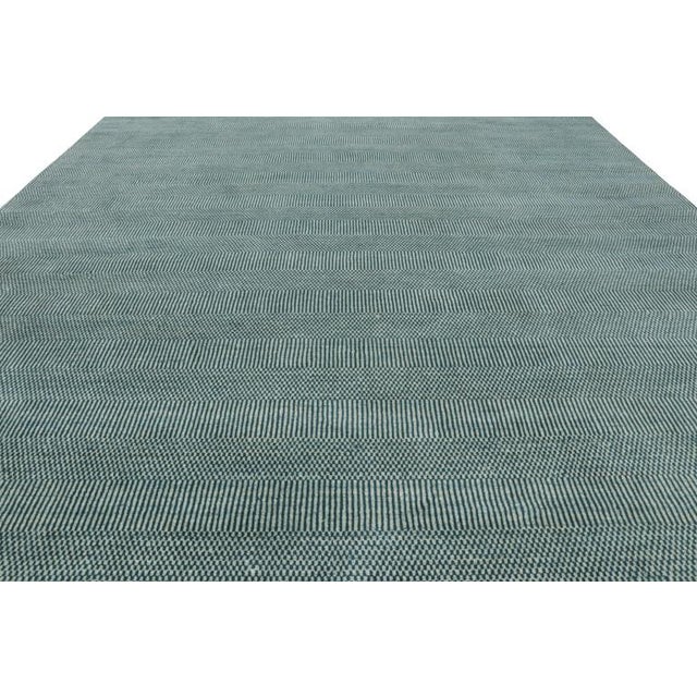 Rug & Kilim Rug & Kilim’s Modern Rug in Navy Blue and Cream, With Stripes and Geometric Patterns For Sale - Image 4 of 8
