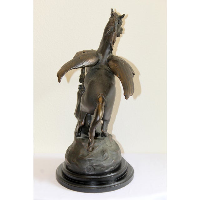 1960s Vintage j.b. Hirsch "Collection Française" Bronze Pegasus Replica Sculpture After Émile-Louis Picault – 20" H For Sale - Image 5 of 16