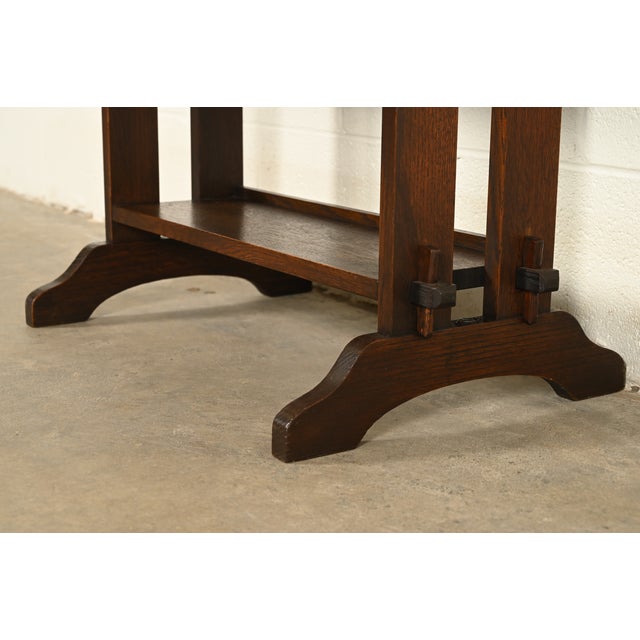 Brown Roycroft Antique Mission Oak Arts & Crafts "Little Journeys" Bookstand, Circa 1910 For Sale - Image 8 of 13