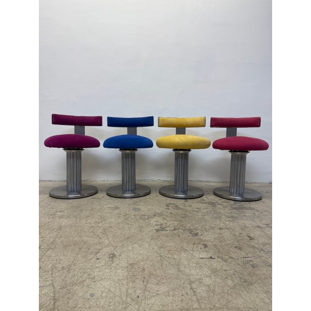 Art Deco Design for Leisure Art Deco Revival Low Counter Swivel Stools - Set of Four For Sale - Image 3 of 16