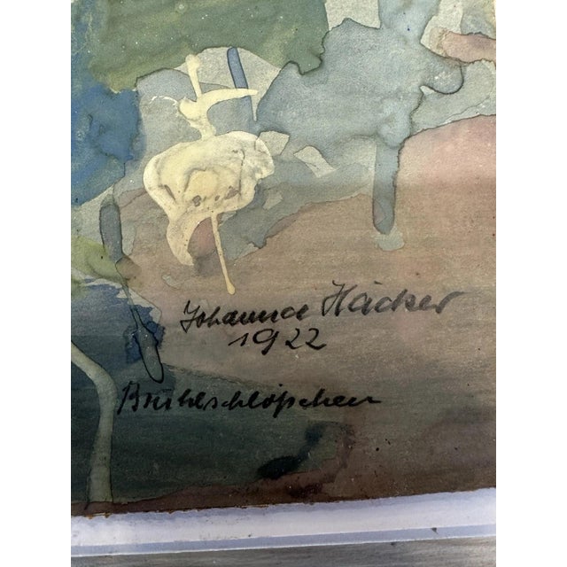 Häcker Johannes, Hollyhocks Church Summer, 1922, Gouache and Watercolor For Sale - Image 3 of 13