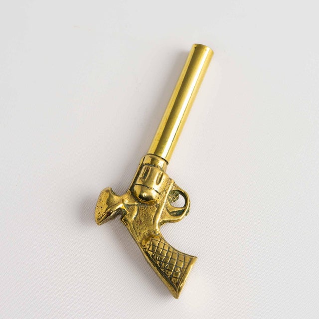 Mid-Century Modern Vintage Brass Revolver Corkscrew & Bottle Opener For Sale - Image 3 of 13