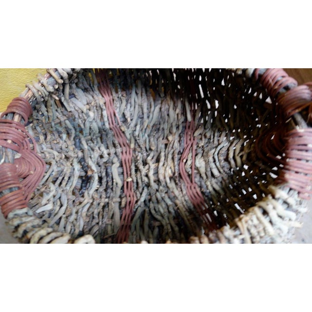 Paint 1960s Rustic Buttocks Basket, Red God's Eye For Sale - Image 7 of 11