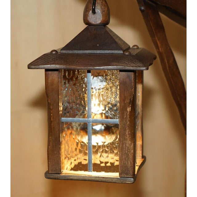 Arts & Crafts Carved Oak Adjustable Floor Lamp, 1930s For Sale - Image 3 of 13