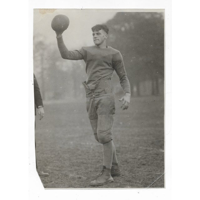 1921 black and white matte photo of a football player. Inscribed "East - Chambers High" on the back.