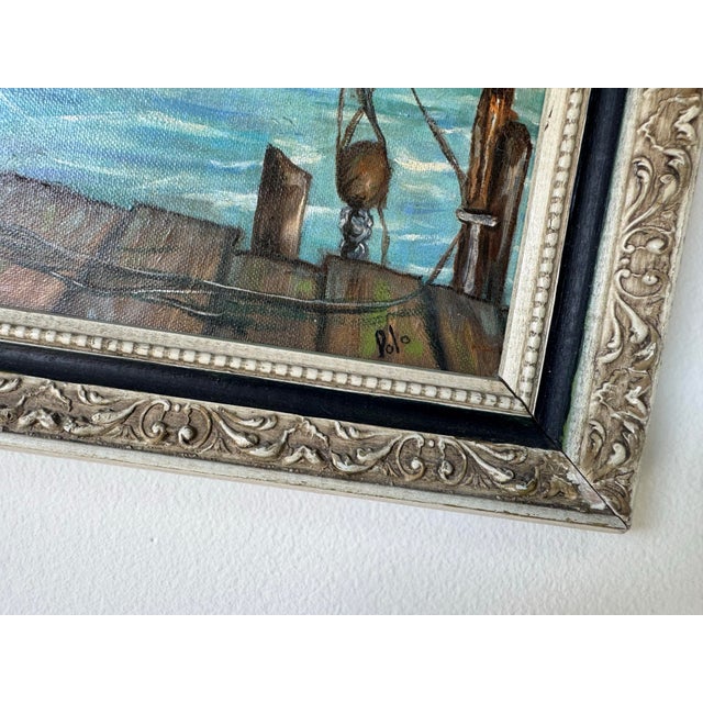 Vintage “Polo” Coastal Impressionist Oil on Masonite Board – Framed For Sale - Image 9 of 12