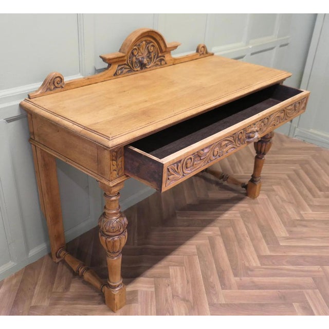 Wood Green Man Carved Golden Oak Hall Table in Oak For Sale - Image 7 of 8