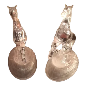 1980s Clear Art Glass Horse Sculptures - Set of 2