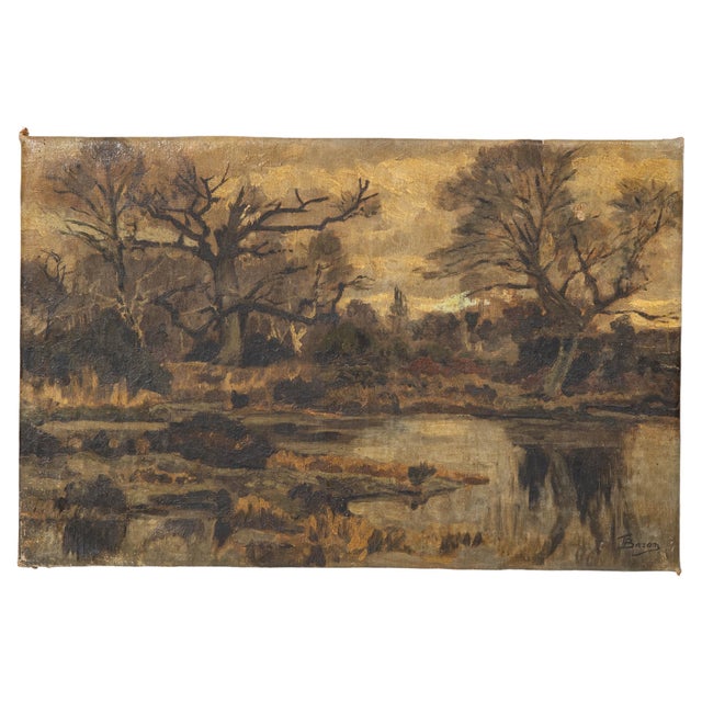 Brown 20th Century Belgian Landscape Painting For Sale - Image 8 of 18