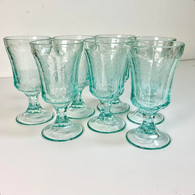Indiana Glass Company 1970s Vintage Victorian Boho Chic Indiana Glass Co. Recollection Goblets - Set of 7 For Sale - Image 4 of 12