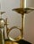 Mid 20th Century Vintage Solid Brass French Horn Bouillotte Lamp | 3-Arm Candelabra, Original Shade For Sale - Image 5 of 12