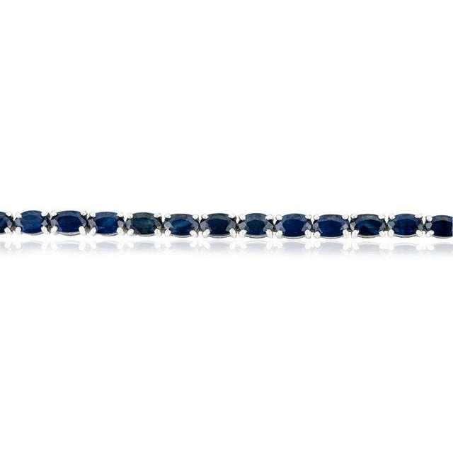 Not Yet Made - Made To Order Contemporary 9.71 Ct Blue Sapphire Tennis Bracelet in Sterling Silver for Her For Sale - Image 5 of 11