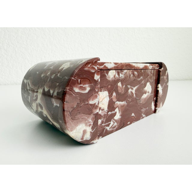 Burgundy 1940s Art Deco Rosso Marble Vanity Box With Rounded Sides For Sale - Image 8 of 13