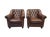 Restoration Hardware Distressed Leather Club Chair – Tufted English Library Lounge Chair With Rolled Arms & Brass Casters For Sale - Image 11 of 17