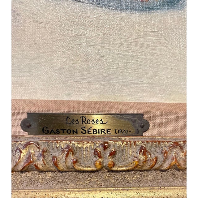 1960s Gaston Sebire, French Post Impressionist Oil Painting Floral Roses, Vase Gaston Sebire Flowers, c.1960 For Sale - Image 5 of 10