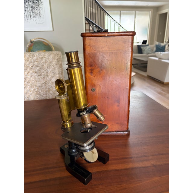 Early 20th Century Bausch & Lomb Brass Microscope in Original Cabinet For Sale - Image 9 of 18