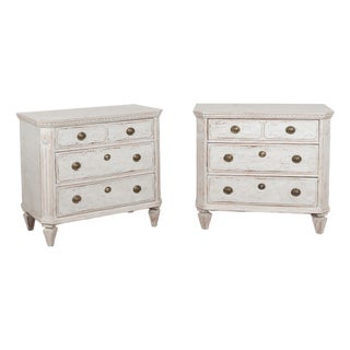 Pair of 19th Century Swedish Gustavian Chests of Three Drawers For Sale