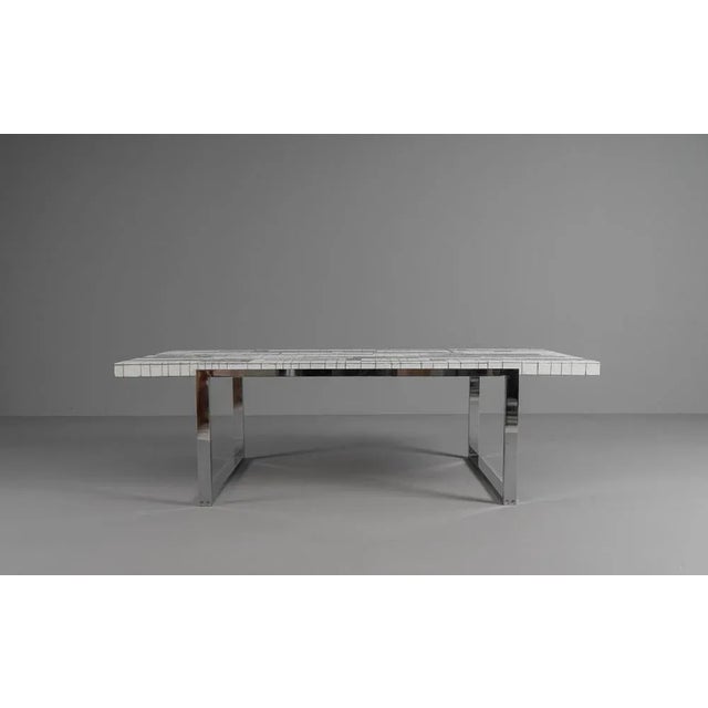 Mid-Century Modern White and Grey Mosaic Coffee Table, 1970s For Sale - Image 3 of 6