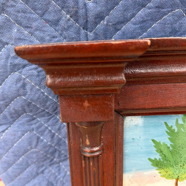 Antique Pennsylvania Country Federal Two-Part Hall Mirror With Reverse Painted Églomisé Panel, Circa 1820s For Sale - Image 6 of 12