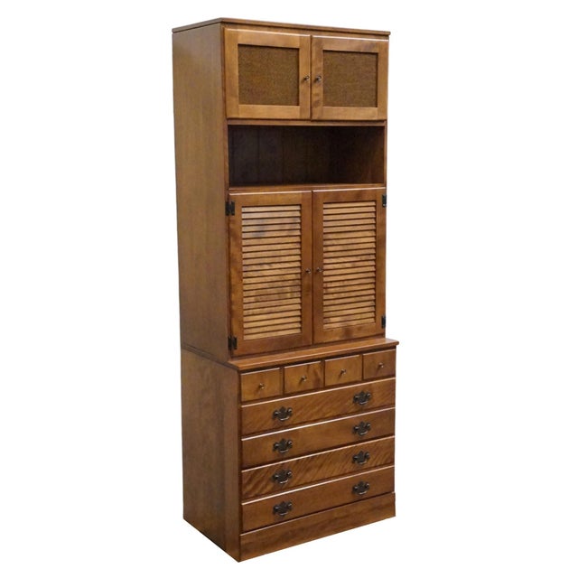 ETHAN ALLEN Heirloom Maple Nutmeg Custom Room Plan 30" Shutter Door Radio Cabinet w. HiFi Turntable and Speaker Cabinets...