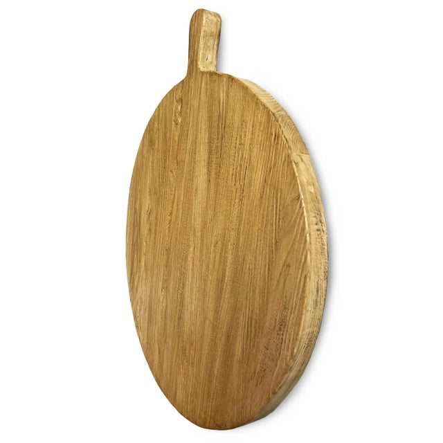 Natural vintage elm wood round large charcuterie board. Can be a useful serving piece or can be decoratively hung on the...
