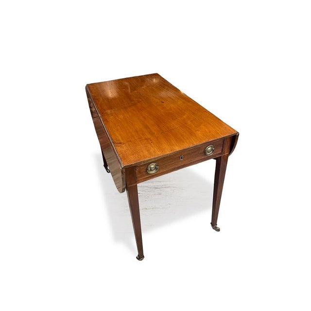 Antique george iii mahogany pembroke table. An attractive mahogany top with two drop leaves, one boxwood inlaid frieze...