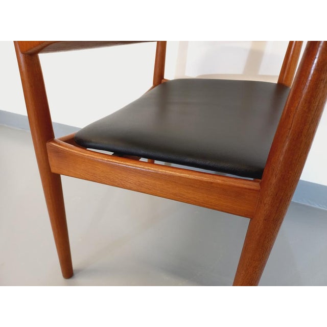 Niels Otto Møller Vintage Scandinavian Armchair in Teak and Black Skai by Niels Otto Møller, 1960s For Sale - Image 4 of 11