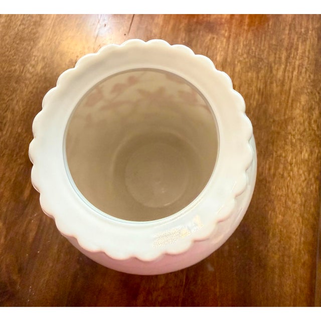 Anchor Hocking 1940s ‘ Birds and Cherry’ Blossom Milk Glass Vase For Sale - Image 4 of 11