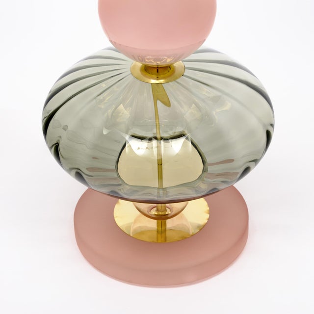 Pink Elegant Pink Venetian Glass Modernist Lamps, Murano, Italy For Sale - Image 8 of 9