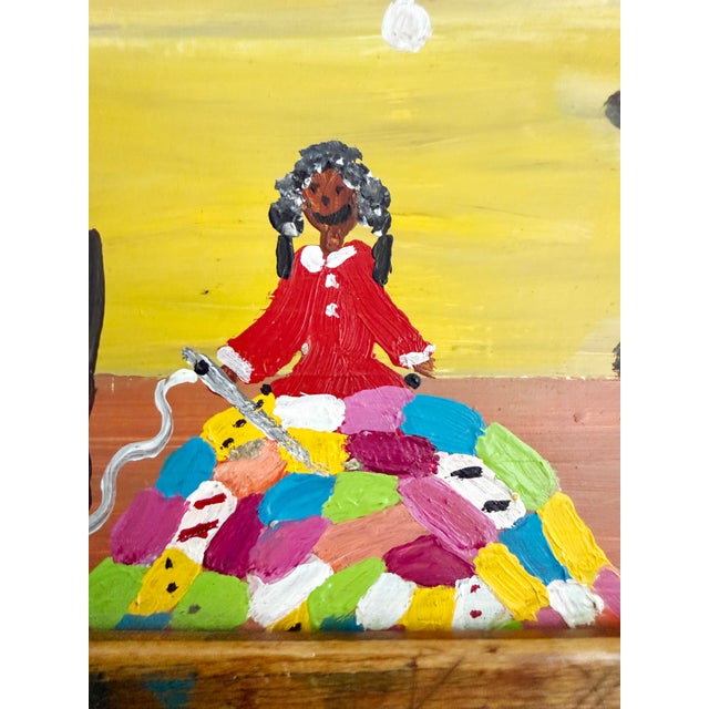 Lisa Cain Folk Art Painting, Acrylic on Board, Listed Artist, Signed For Sale - Image 4 of 9