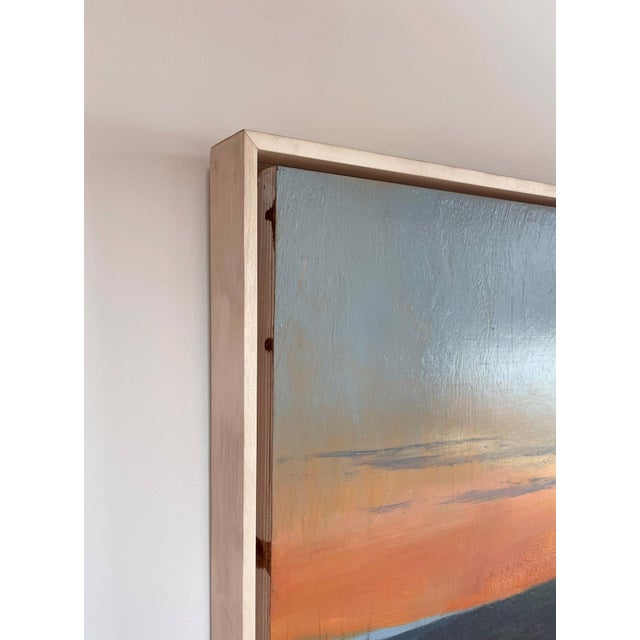 Contemporary Violent Engines by Brad Davis | Oil on wood panel Landscape with a person viewing a sunset over a city. For Sale - Image 3 of 5