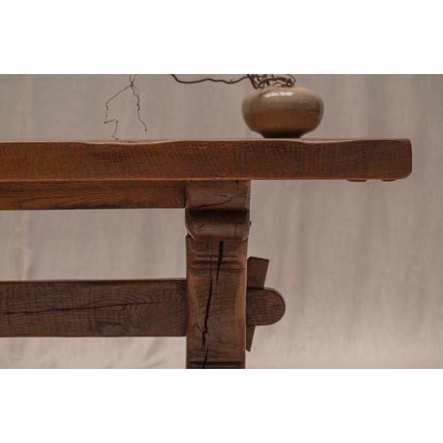 1970s Large Brutalist Dining Table in Oak, 1970s For Sale - Image 5 of 18