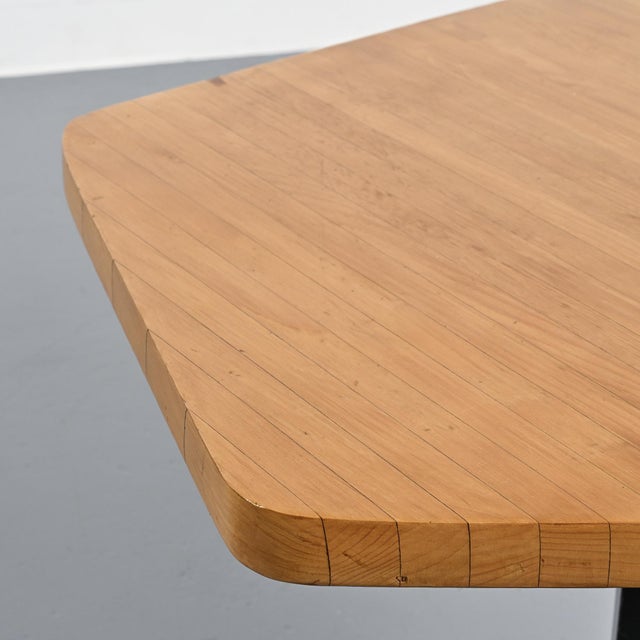 Wood Pentagonal Arcs Table by Charlotte Perriand, 1970s For Sale - Image 7 of 12