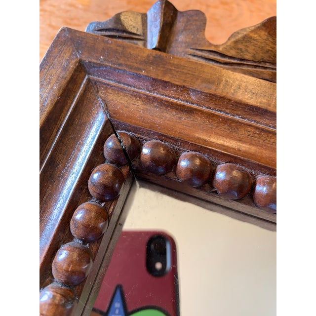 Vintage Carved Bow Top Wooden Mirror For Sale In New York - Image 6 of 7