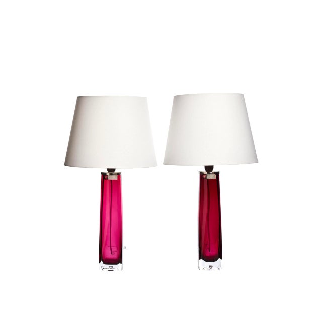 Red Table Lamps by Carl Fagerlund for Orrefors, Sweden, 1960, Set of 2 For Sale - Image 5 of 5