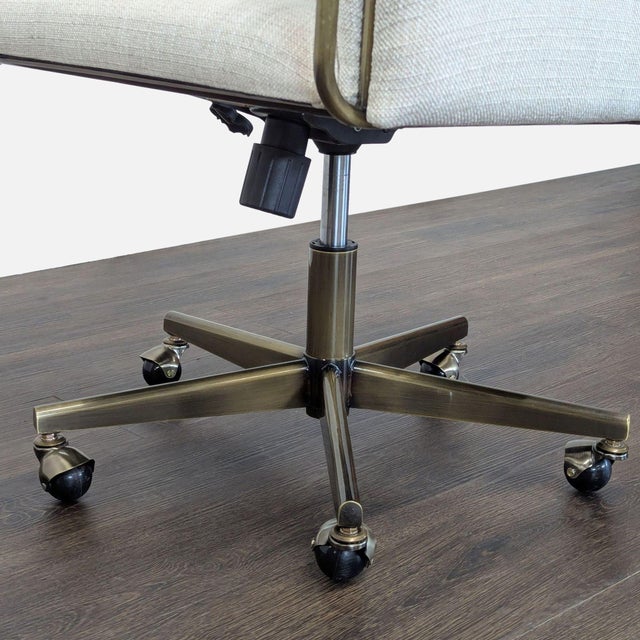 Beige Crate and Barrel Modern Upholstered Office Chair With Metal Base For Sale - Image 8 of 10