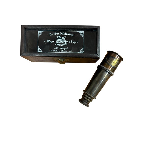 Vintage Maritime Royal Navy Brass Telescope For Sale - Image 10 of 10