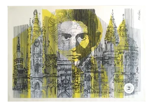 Josef Flejsar Vintage 1993 Czech Lithograph Print Poster "Franz Kafka Exposition"
