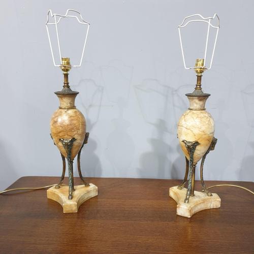 French Alabaster Table Lamps, Set of 2 For Sale - Image 4 of 10