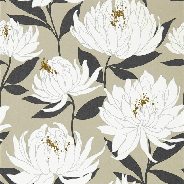 Harlequin Sebal Wallpaper in Platinum/Ebony - a Sample For Sale