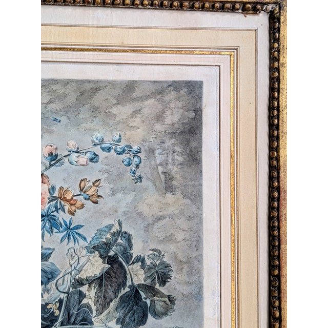 Jan Van Huysum, A Flower Piece and a Fruit Piece, London: Richard Earlon and John Boydell, 1778, Watercolors on Mezzotint, Framed, Set of 2 For Sale - Image 11 of 18