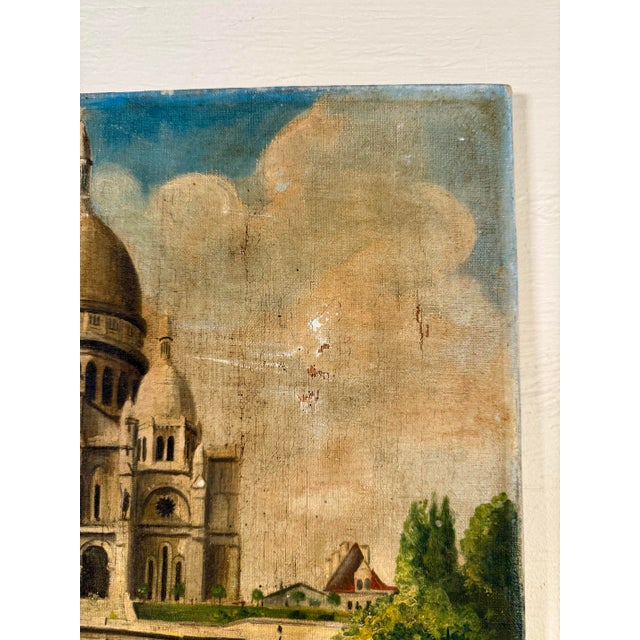 Green Antique French Painting Montmartre Paris For Sale - Image 8 of 11