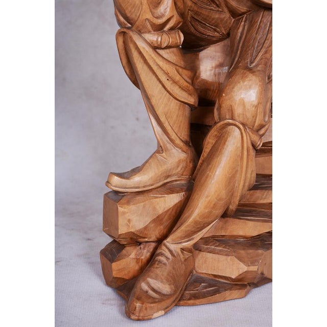 French Artist, Original Neo-Rococo Statuette of Lutenist, 1840s, Lacquered Pear Wood For Sale - Image 17 of 18