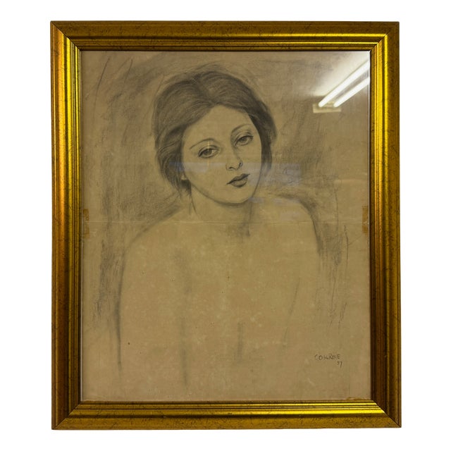 Cosgrove, Portrait Study of a Young Woman, 1957, Pencil on Paper, Framed For Sale