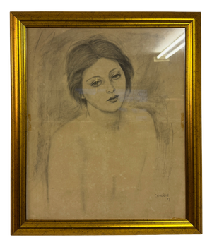 Cosgrove, Portrait Study of a Young Woman, 1957, Pencil on Paper, Framed
