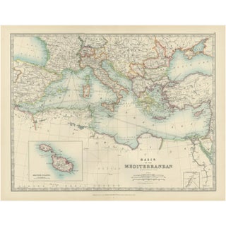 Antique Map of the Mediterranean Basin, 1903 For Sale