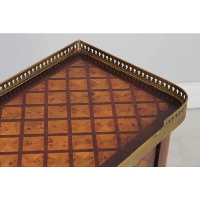 Wood Theodore Alexander Burl Lattice Parquetry Console Table For Sale - Image 7 of 15