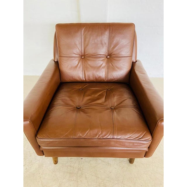 Contemporary Mid-Century Danish Lounge Chair in Cognac Leather by Svend Skipper For Sale - Image 3 of 16