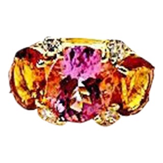 Medium GUM DROP™ Ring with Deep Pink Topaz and Orange Citrine and Diamonds For Sale