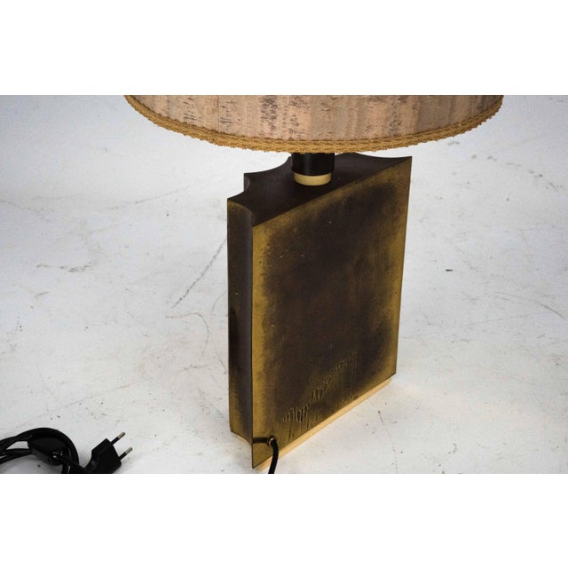Mid-Century Modern Vintage Brass Table Lamp with Fabric Shade, Italy, 1970s For Sale - Image 3 of 12